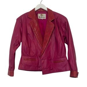 H&H Leather Vintage Pink and Red Jacket, Size 10